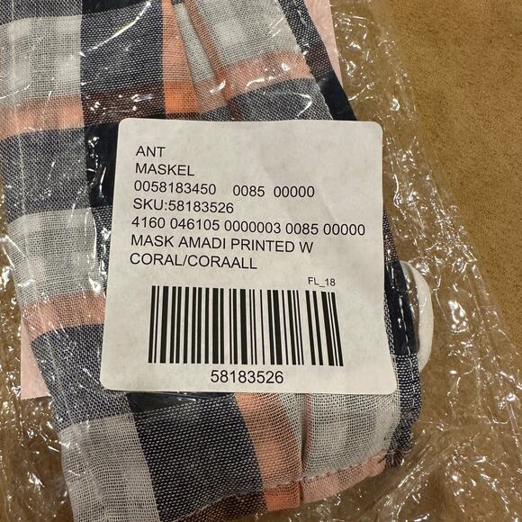 NEW Anthropologie Amadi Ear Loop Reusable Cloth Face Masks Pink Blue Plaid - Picture 5 of 6